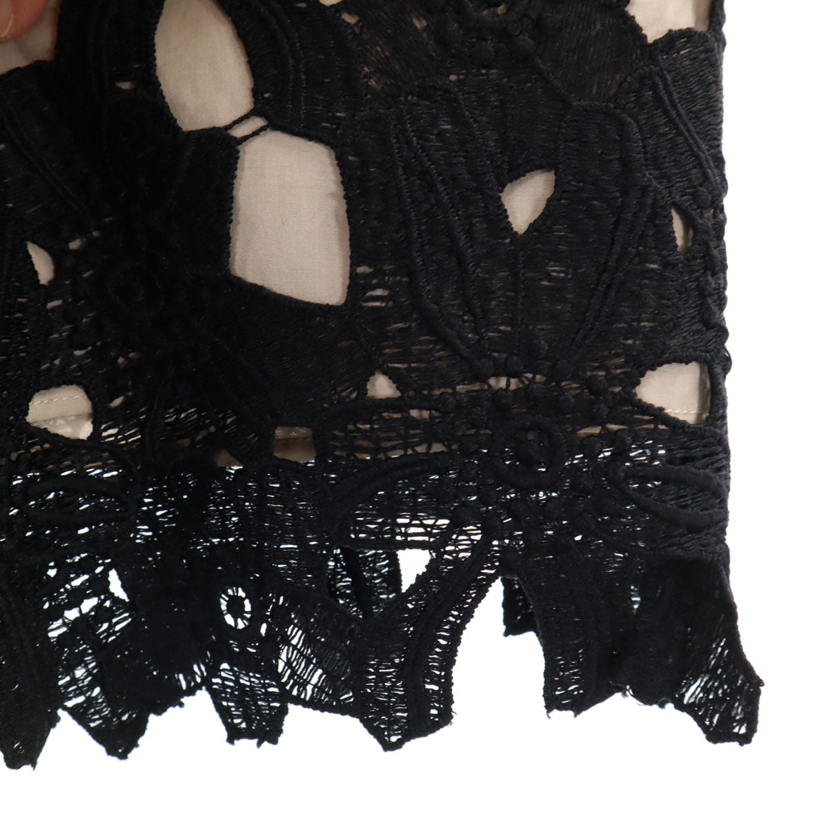 未使用 TOCCA トッカ 花柄 ミディ丈 総レース フレアスカート 2 ブラック レディース