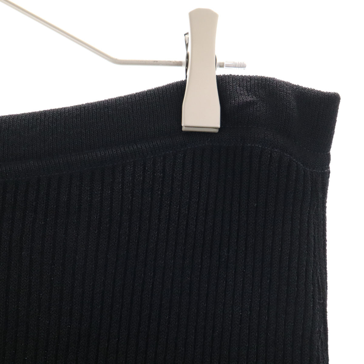 ESCADA エスカーダ リブニット ロングスカート 40 ブラック 花装飾 レディース