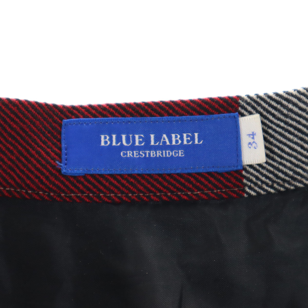 BLUE LABEL CRESTBRIDGE ブルーレーベルクレストブリッジ チェック柄 ミニ丈 フレアスカート 34 ボルドー レディース