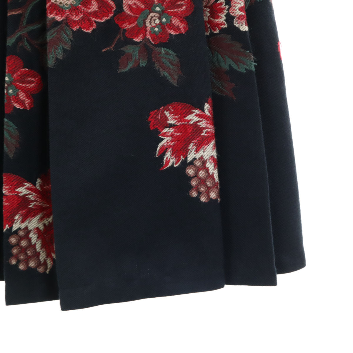 KENZO ケンゾー 花柄 ミモレ丈 ジャガード プリーツスカート 40 チャコール レディース