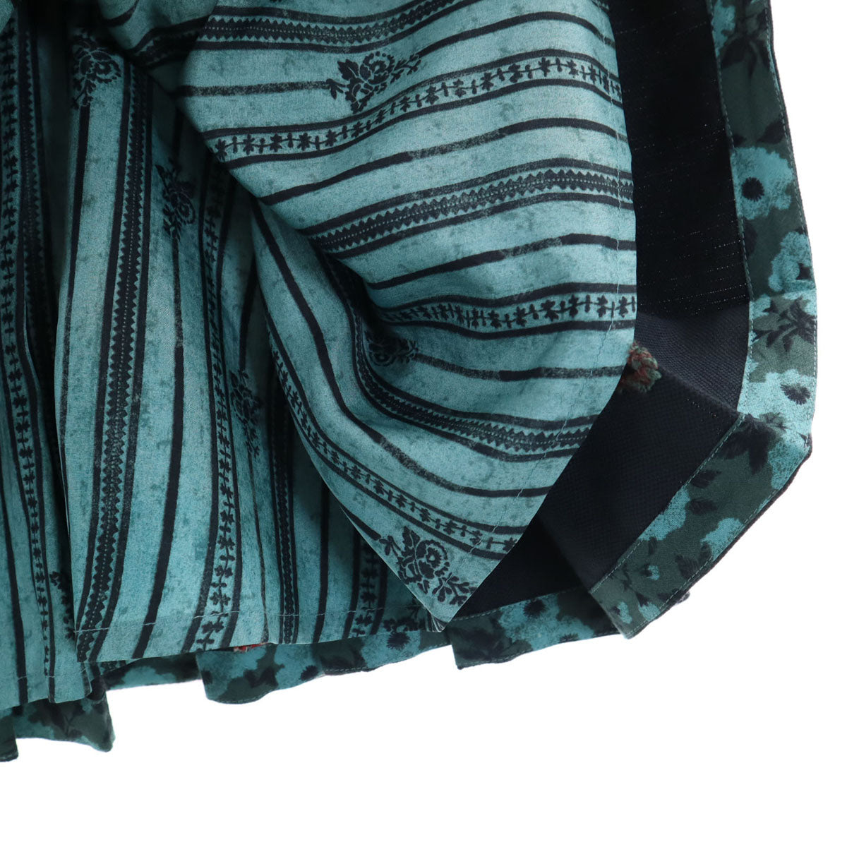 KENZO ケンゾー 花柄 ミモレ丈 ジャガード プリーツスカート 40 チャコール レディース