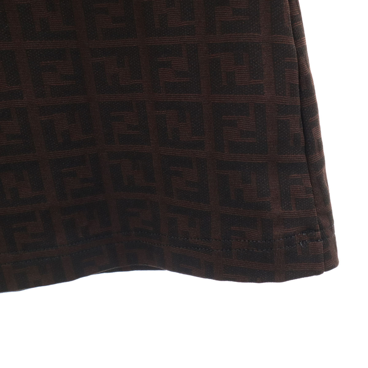 FENDI フェンディ イタリア製 総柄 台形 ミニスカート 42 ブラウン ウエストゴム レディース