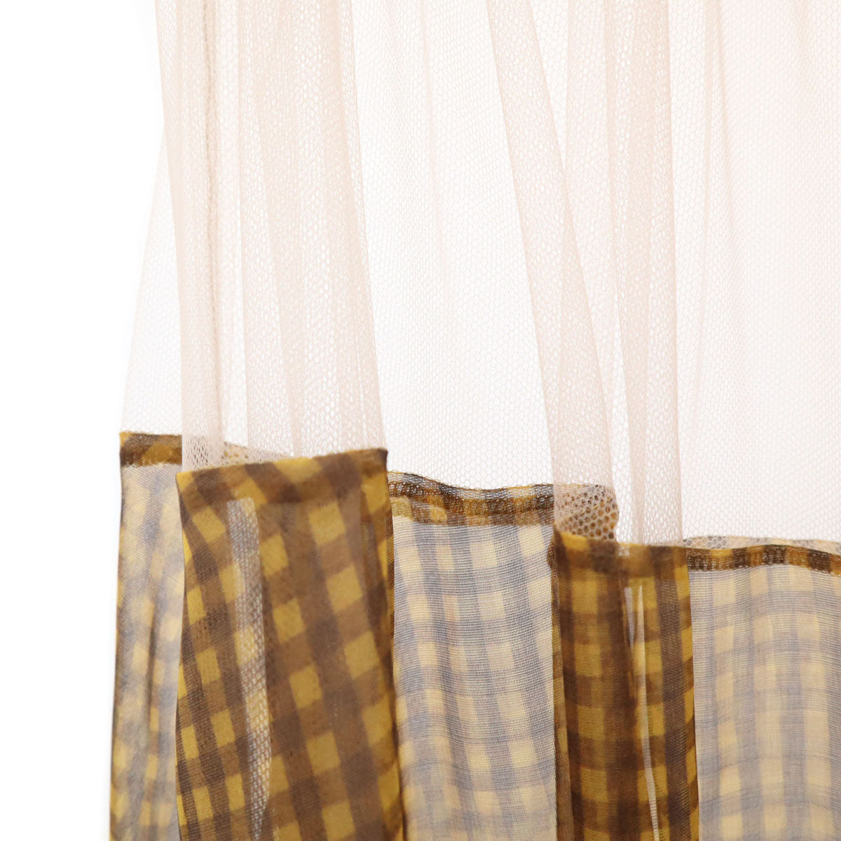 FENDI フェンディ 未使用 イタリア製 チェック柄 ロングスカート 40 イエロー系 ウエストゴム タグ付き レディース