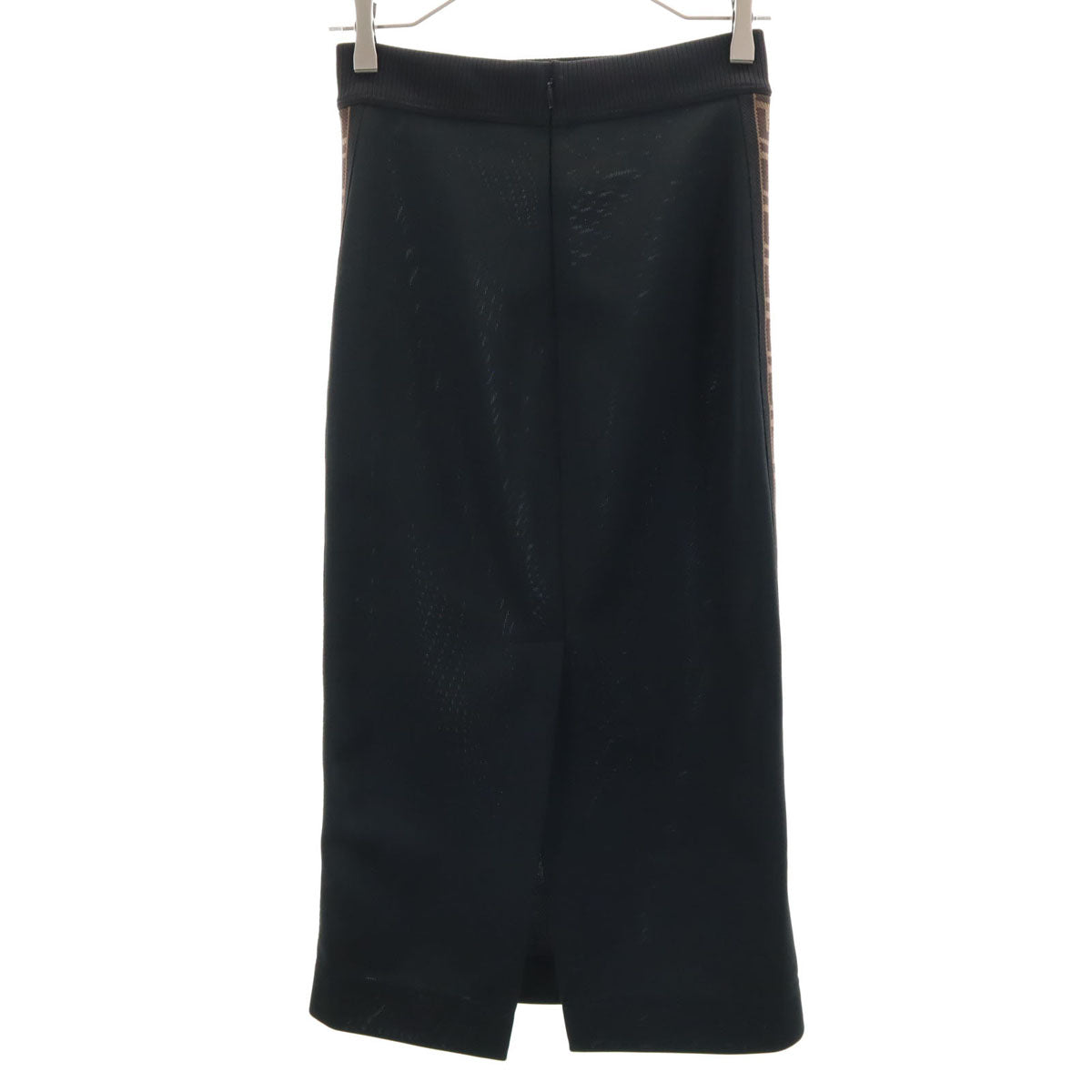 FENDI フェンディ イタリア製 ロング丈 サイドライン タイトスカート 40 黒 レディース