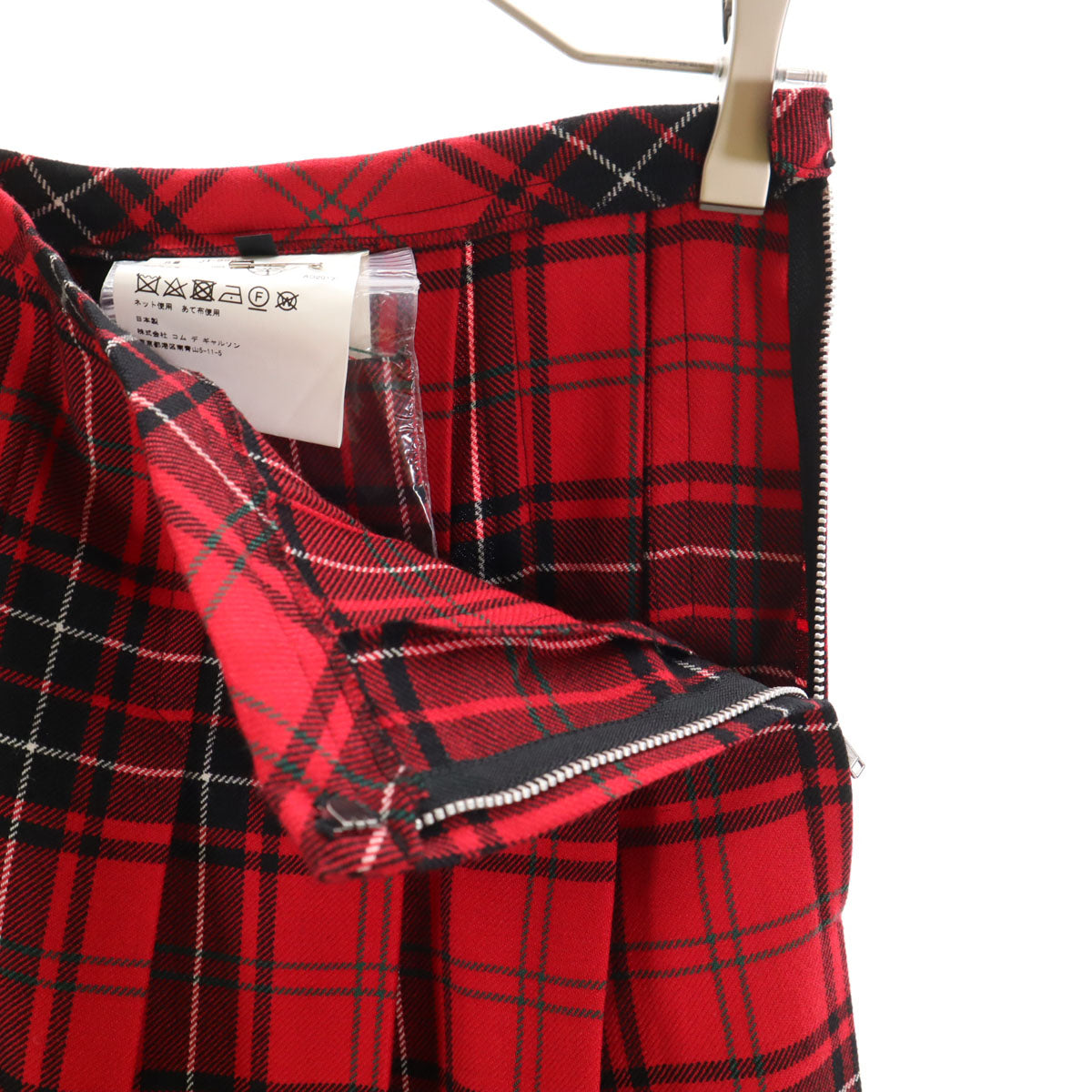 JUNYA WATANABE COMME des GARCONS ジュンヤワタナベコムデギャルソン 2017年 未使用 日本製 ギンガムチェック ミモレ丈 プリーツスカート M レッド レディース