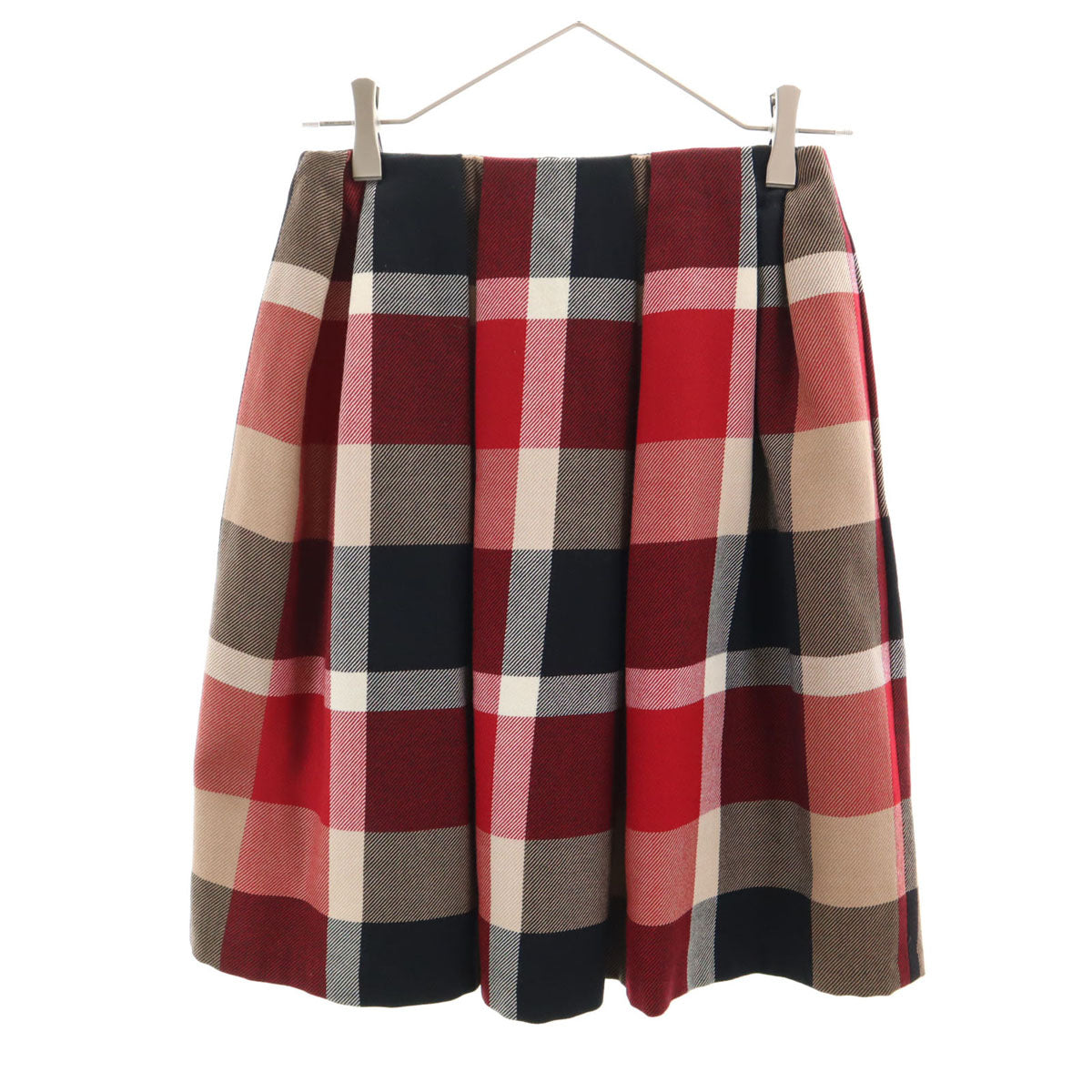 BLUE LABEL CRESTBRIDGE ブルーレーベルクレストブリッジ チェック柄 ミディ丈 ボックス プリーツスカート 34 ベージュ レディース