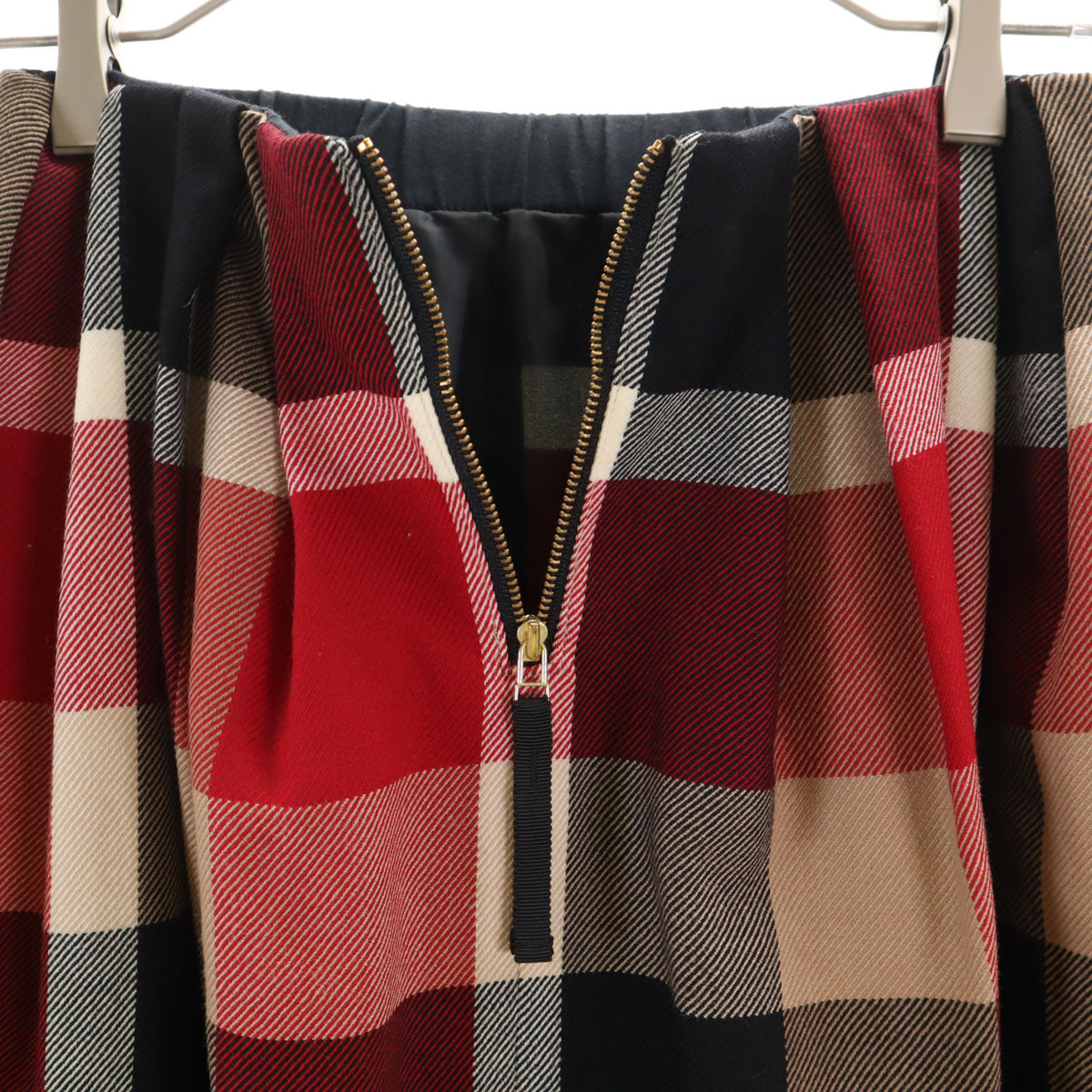 BLUE LABEL CRESTBRIDGE ブルーレーベルクレストブリッジ チェック柄 ミディ丈 ボックス プリーツスカート 34 ベージュ レディース