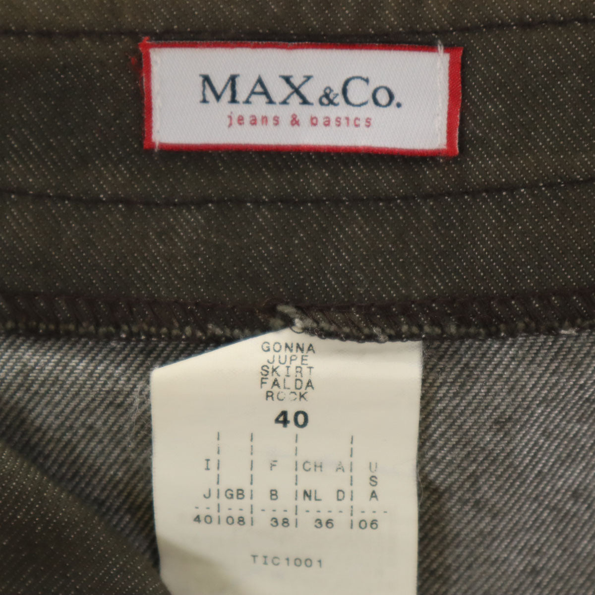 MAX&CO マックスアンドコー ミディ丈 モールスキン タイトスカート 40 カーキ レディース