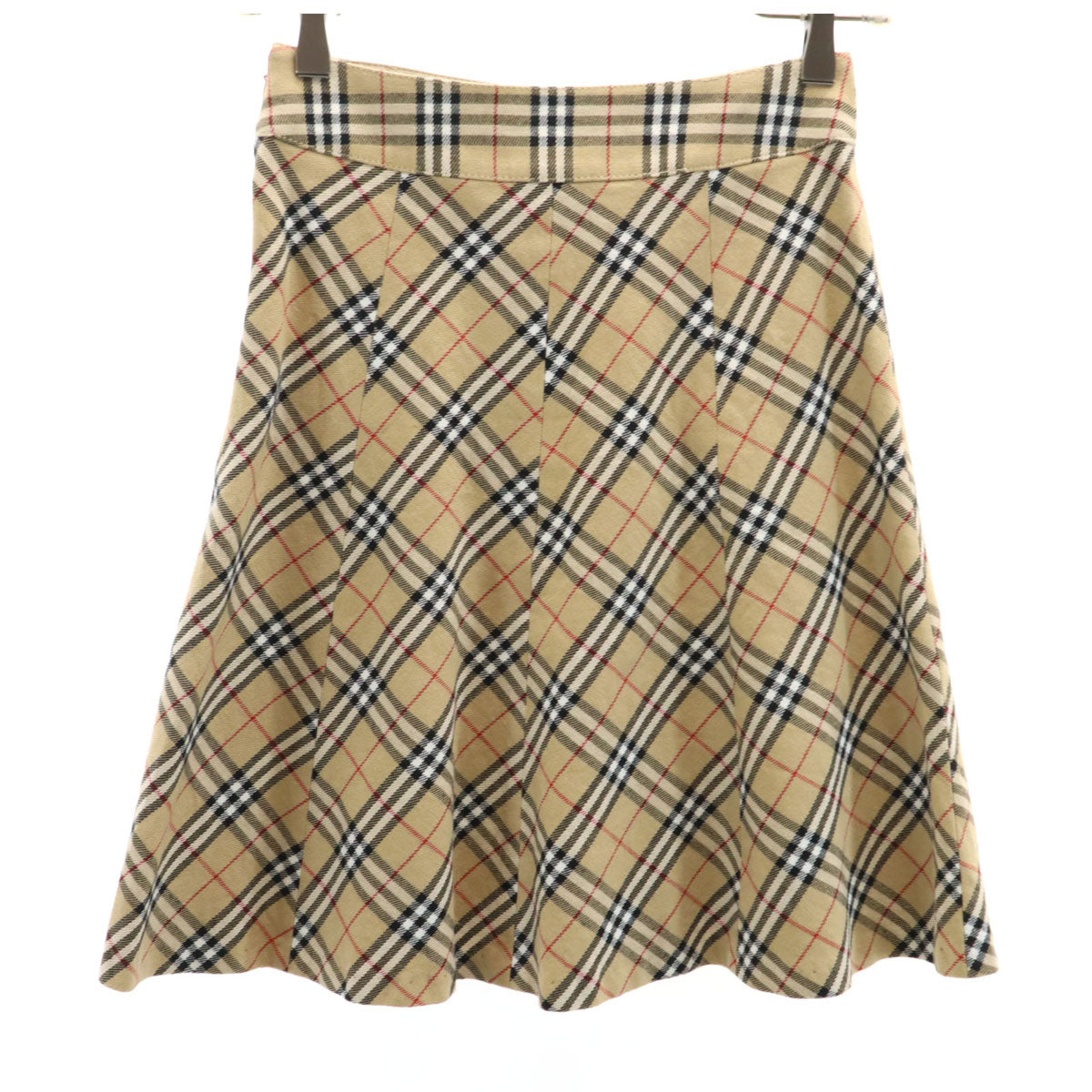 BURBERRY BLUE LABEL バーバリーブルーレーベル ノバチェック柄 ミニ丈 フレアスカート 36 ベージュ レディース