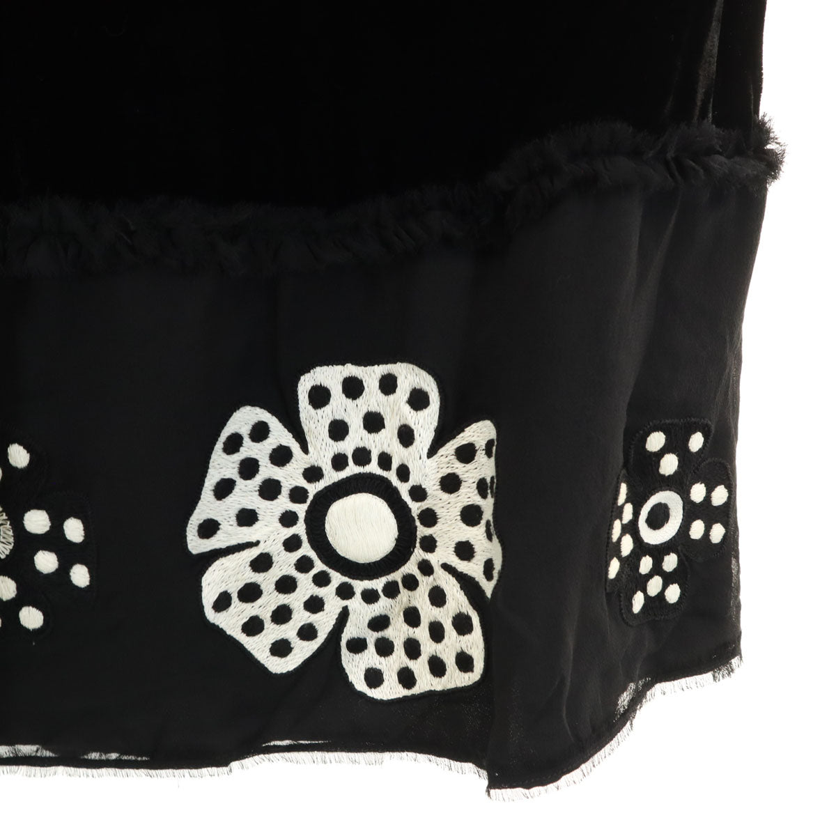 jupe by jackie ジュップバイジャッキー 2015年 シルク フラワー刺繍 ミモレ丈 ベロア ギャザースカート 2 ブラック レディース