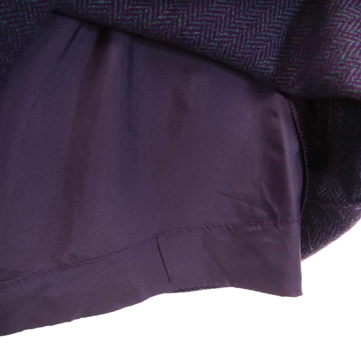 GIVENCHY ジバンシィ 90s 日本製 ウール オールド ヘリンボーン 膝丈スカート 12 パープル レディース