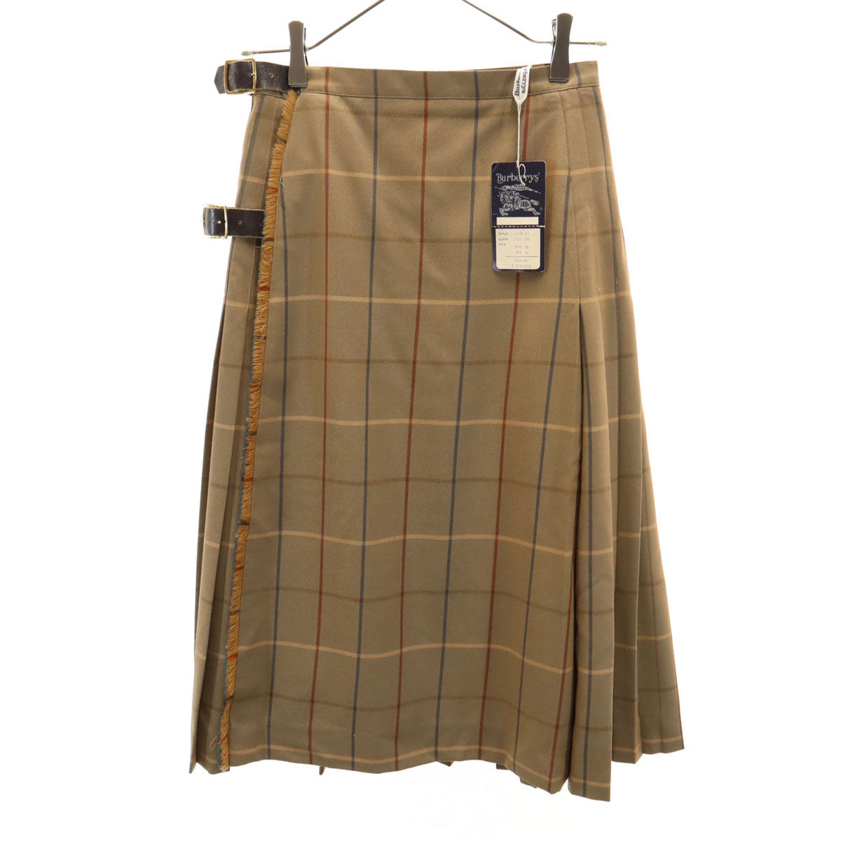 バーバリー スカート プリーツ 膝下 ノバチェック ベージュ 毛100
