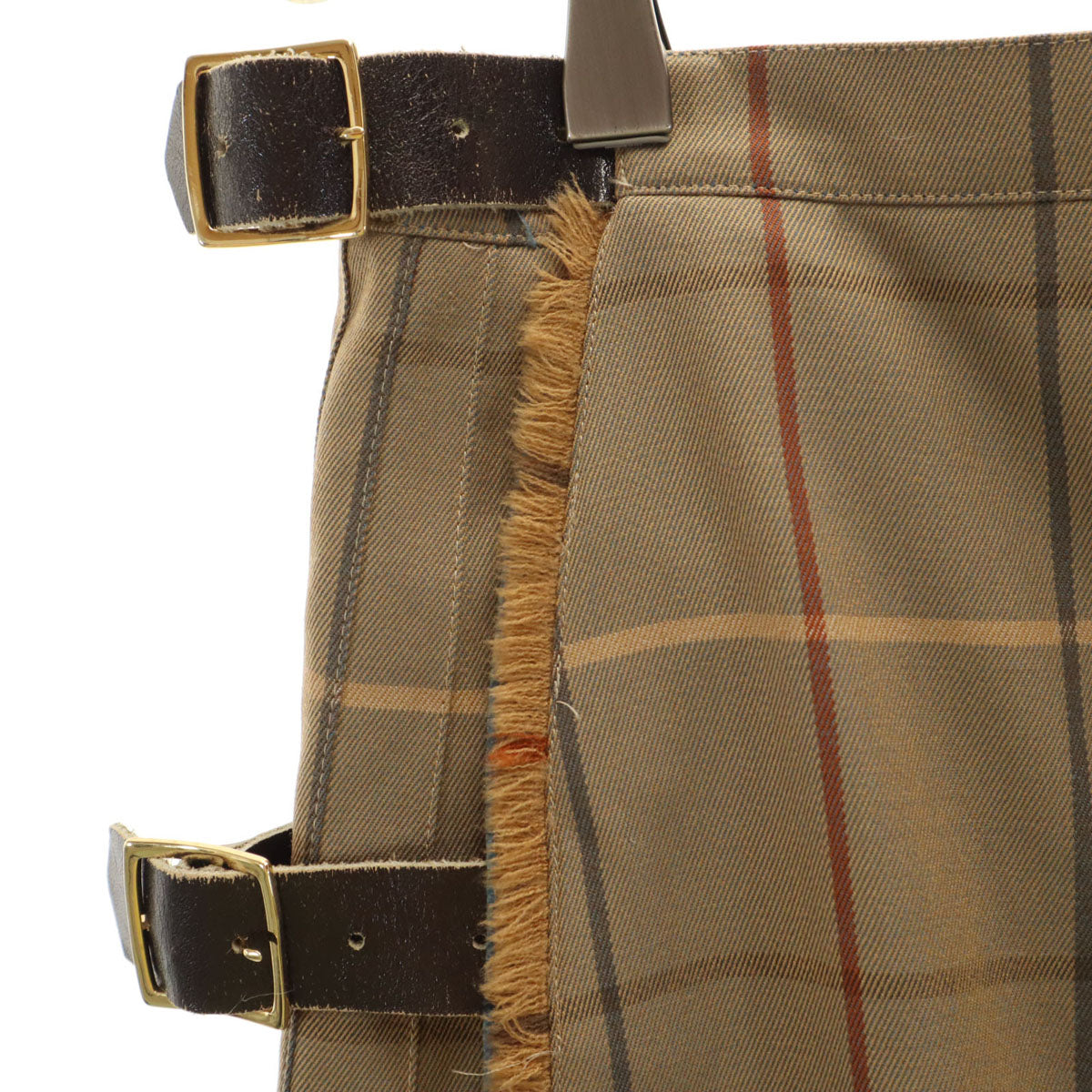 Burberrys バーバリーズ 90s オールド チェック柄 ミモレ丈 プリーツ ラップスカート 11 ベージュブラウン レディース