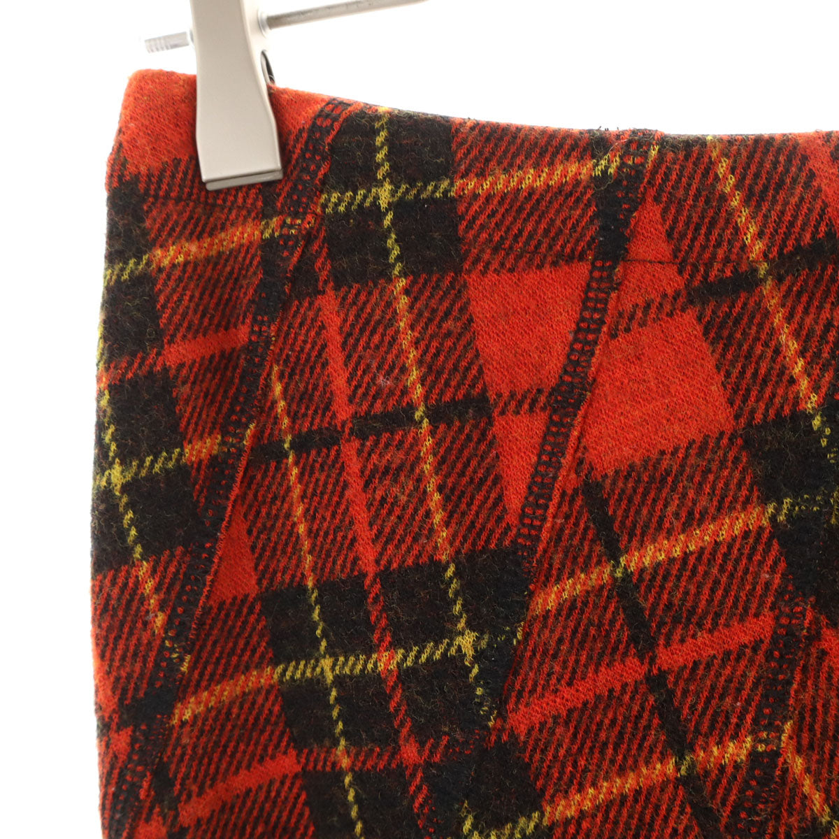 tricot COMME des GARCONS トリココムデギャルソン 2003年 日本製 ウール チェック柄 膝丈スカート S レッド レディース