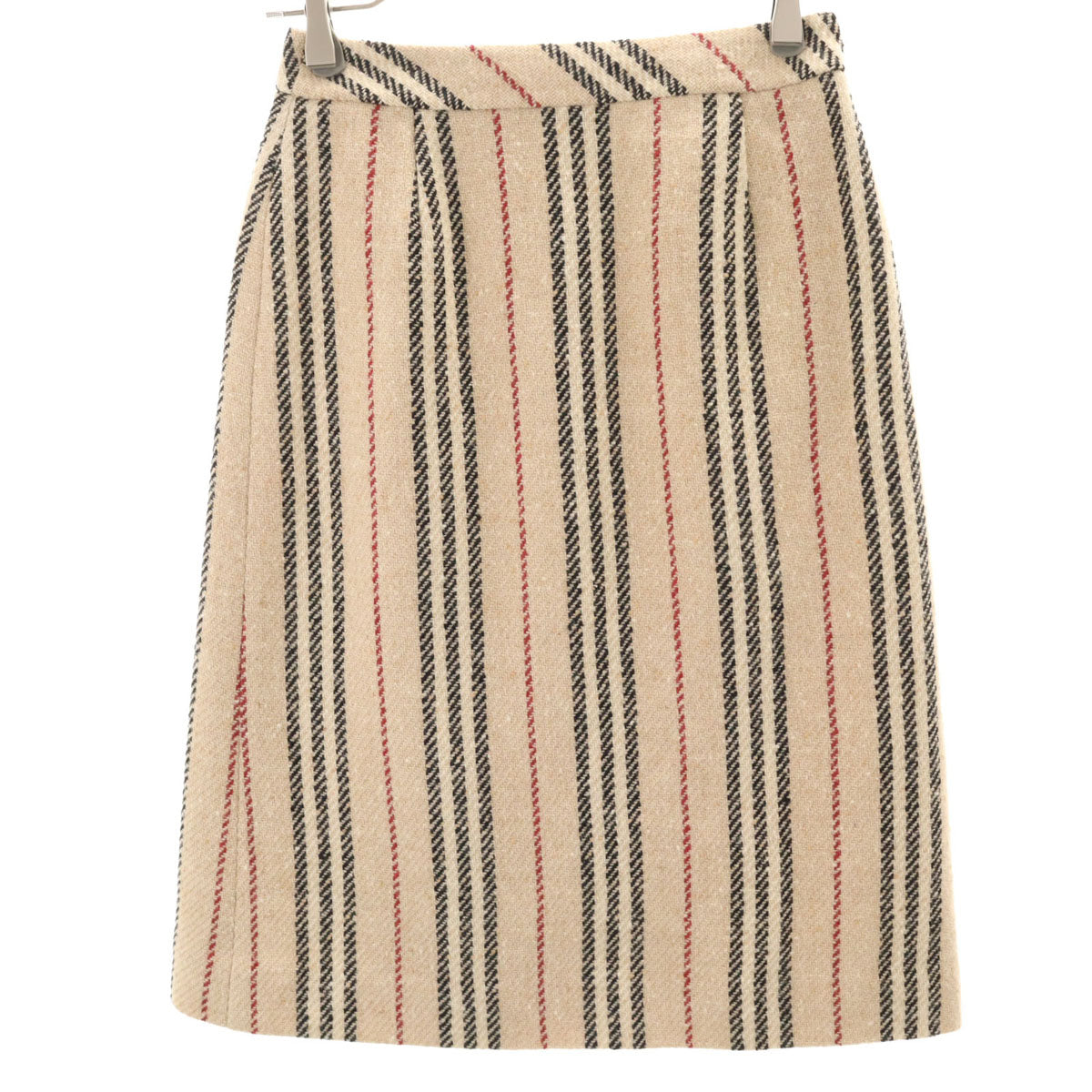 BURBERRY LONDON バーバリーロンドン ストライプ柄 ミモレ丈 ツイード ラップスカート 36 ベージュ 三陽商会 レディース