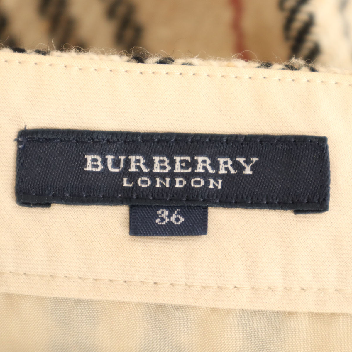 BURBERRY LONDON バーバリーロンドン ストライプ柄 ミモレ丈 ツイード ラップスカート 36 ベージュ 三陽商会 レディース