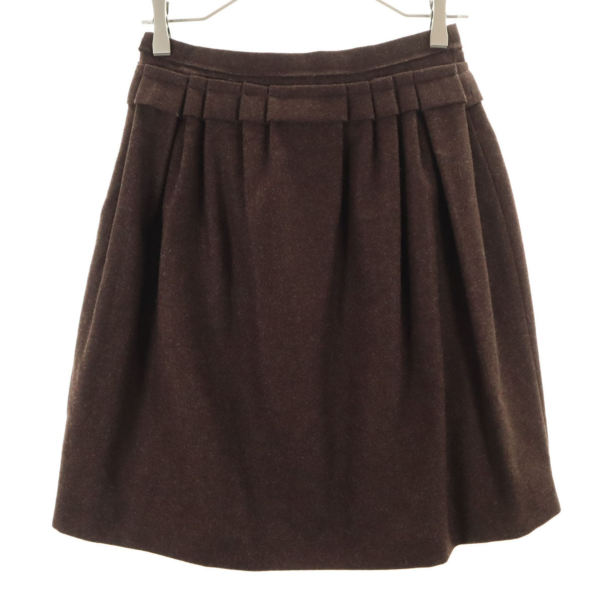 美品 VIKTOR&ROLF ヴィクターアンドロルフ イタリア製 ウール ミディ丈 ギャザースカート 40 ブラウン レディース