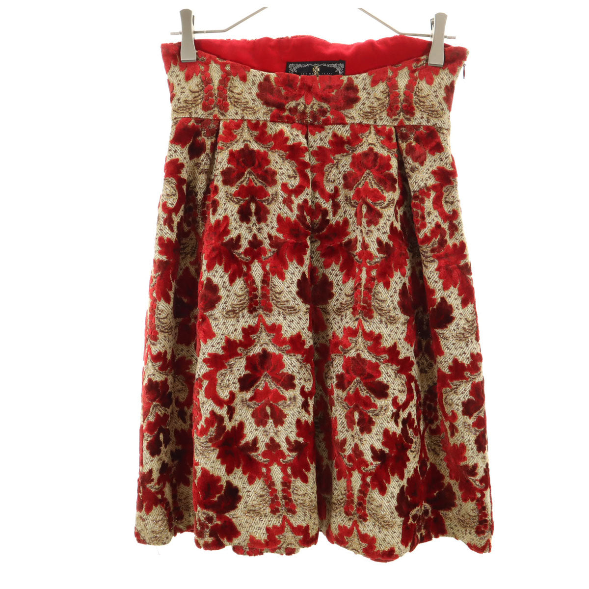 PLANET EARTH OZONE COMMUNITY 総柄 ミディ丈 スカート レッド レディース