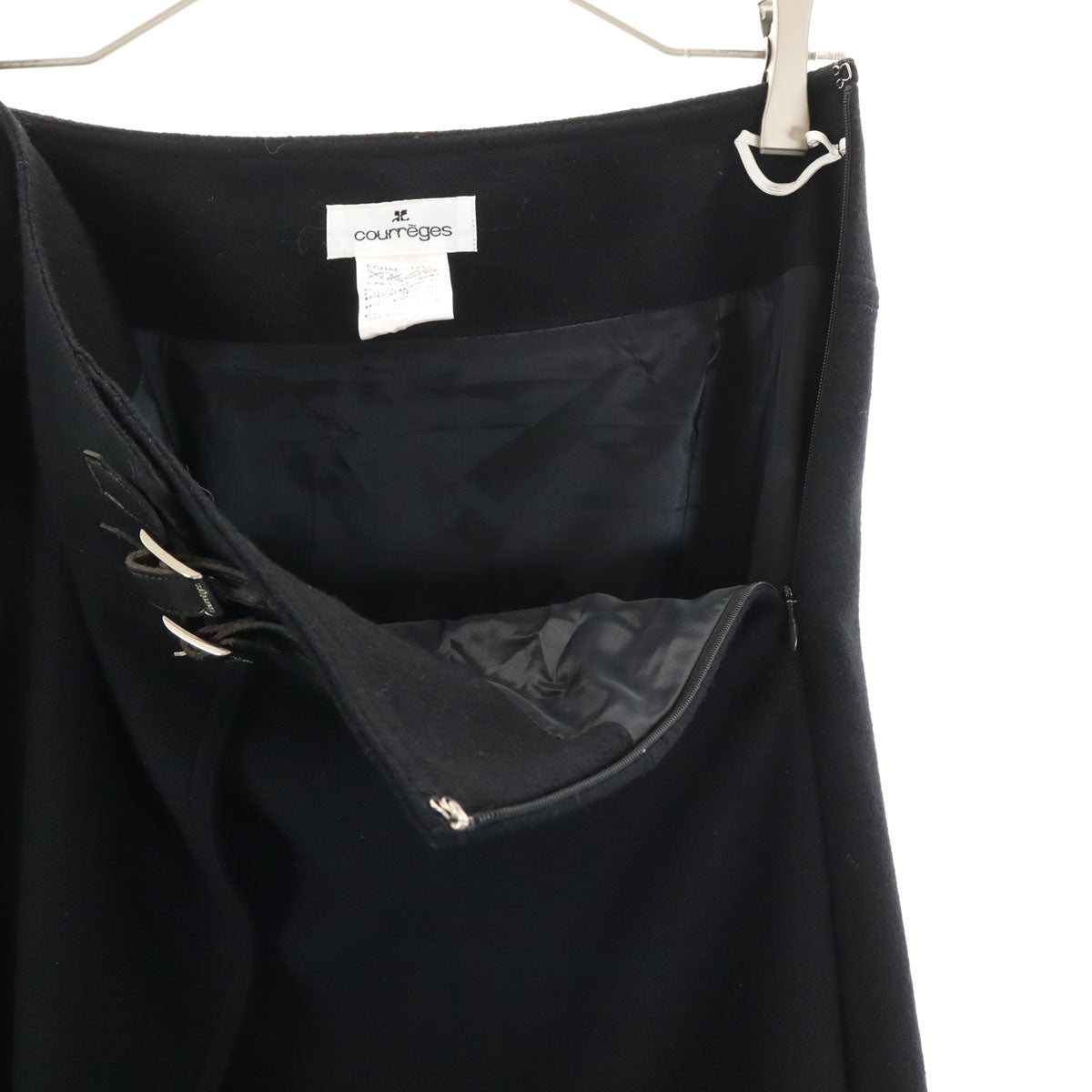 美品 courreges クレージュ ウール ミディスカート 40 ブラック レディース