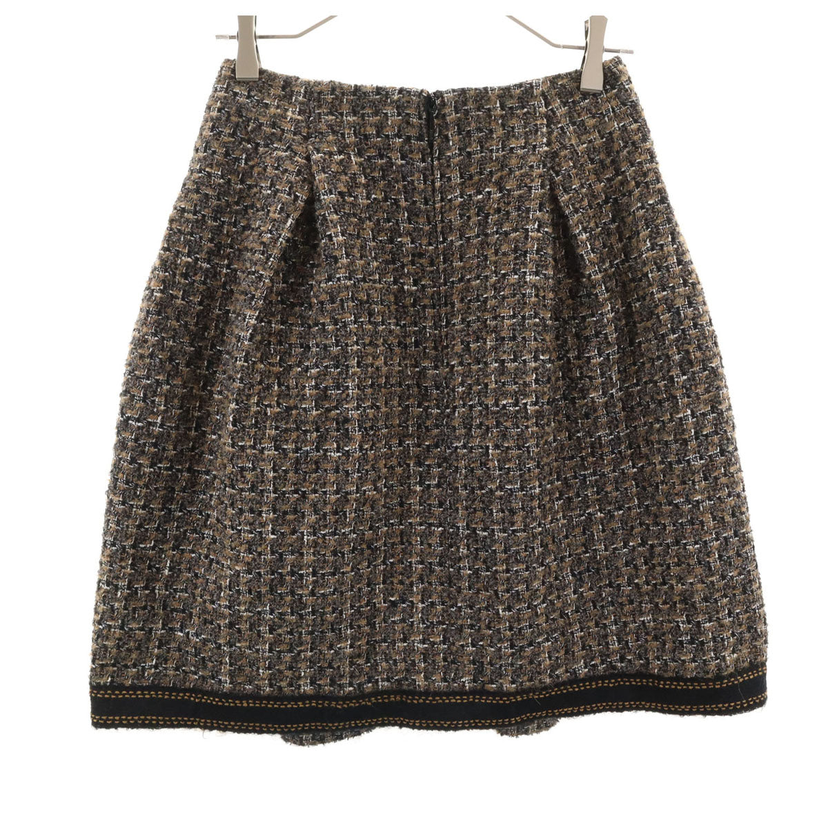 Rene ルネ 日本製 ツイード ミディスカート 34 ブラウン レディース