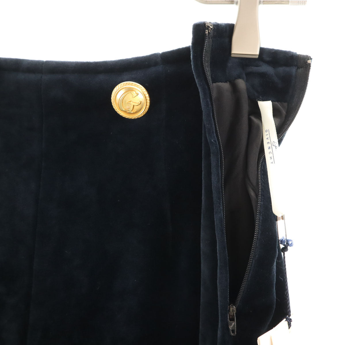 GIVENCHY ジバンシィ 90s 未使用 日本製 オールド ベロア ショートパンツ 9 ネイビー LIFE タグ付き レディース