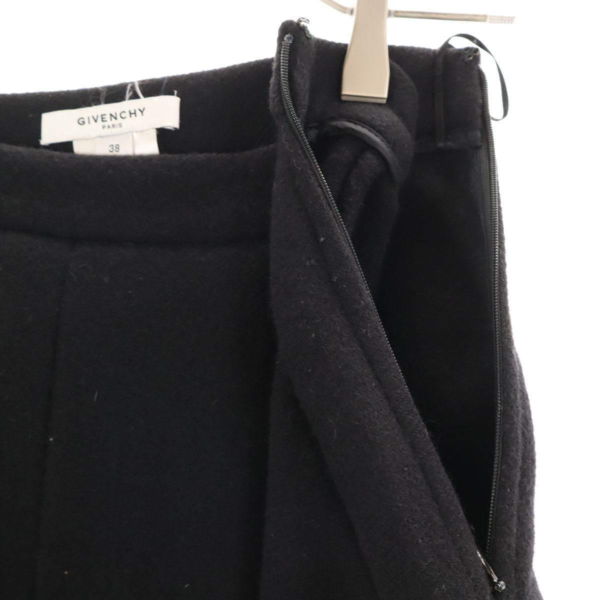 GIVENCHY ジバンシィ イタリア製 ウール プリーツ ミニスカート 38 ブラック レディース
