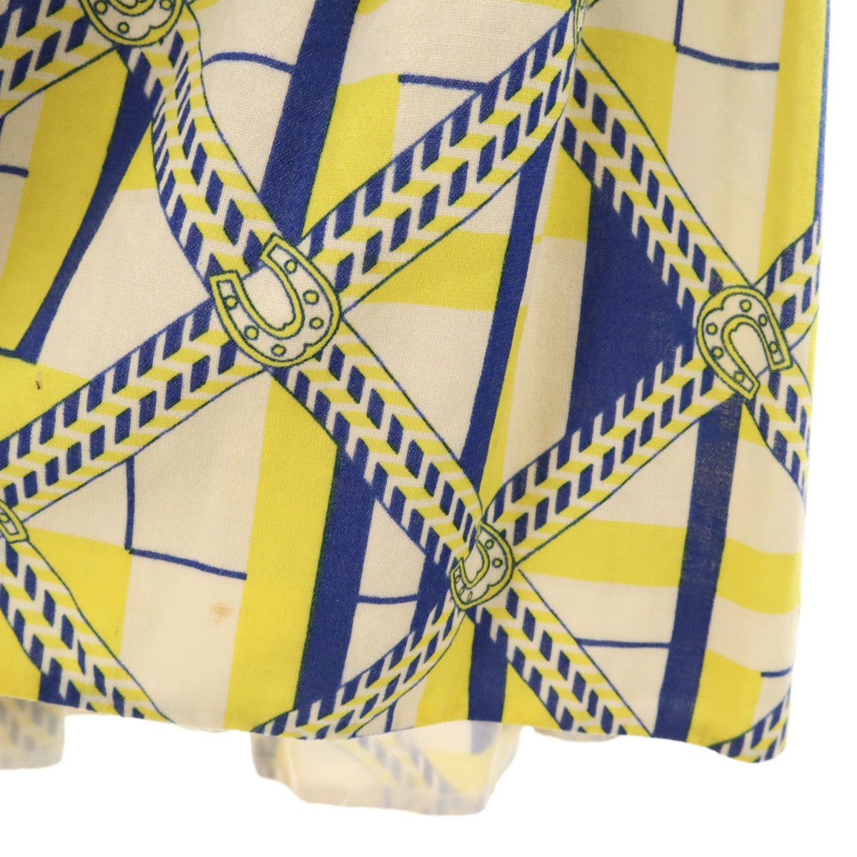 GUCCI グッチ 70s 80s イタリア製 ヴィンテージ ミディ丈 プリーツスカート 44 イエロー系 レディース