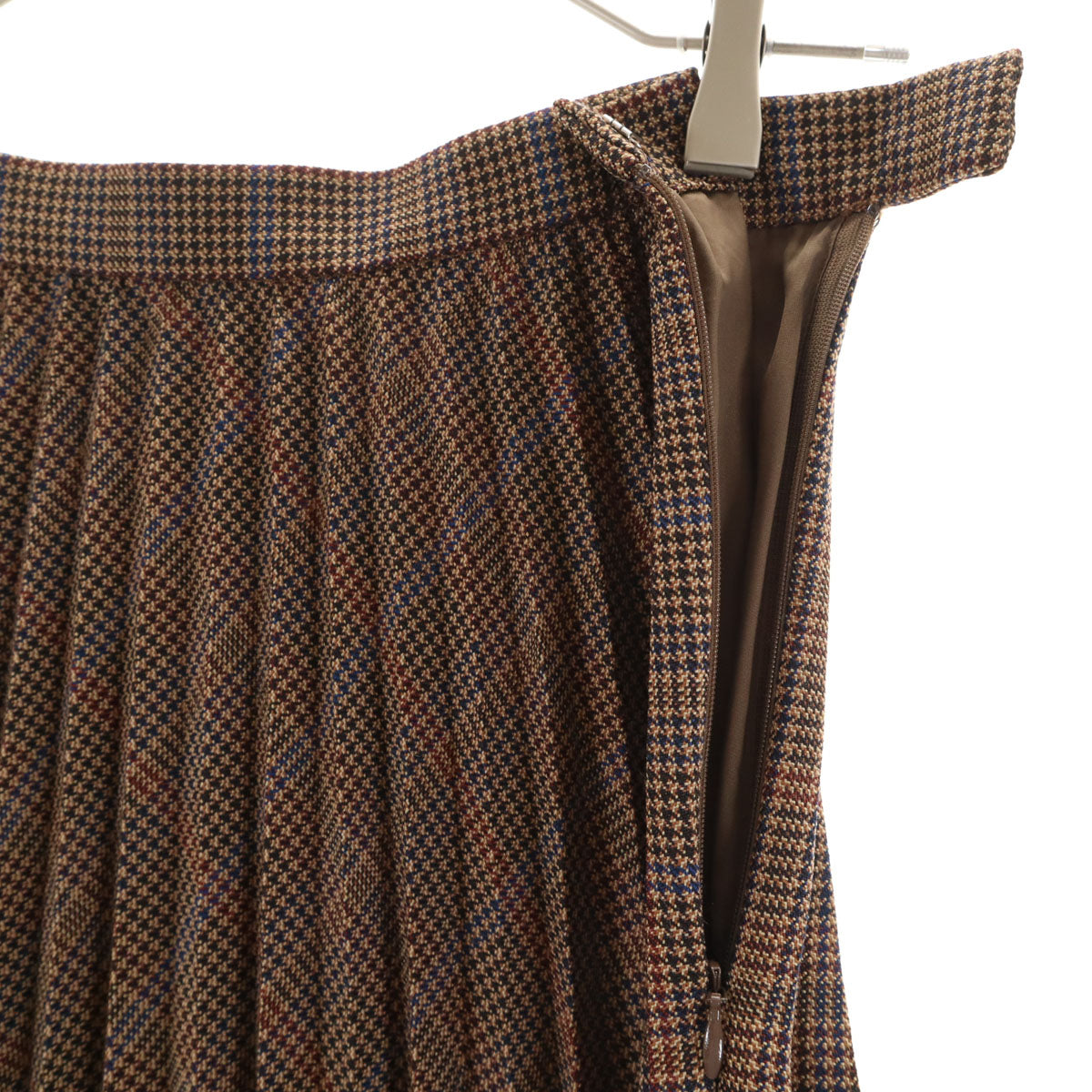 MAISON SPECIAL メゾンスペシャル 千鳥柄 ロング丈 プリーツスカート 36 ブラウン レディース