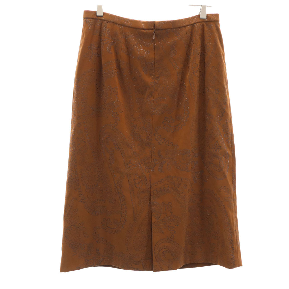 美品 Leilian レリアン 日本製 総柄 膝丈スカート 13+ ブラウン レディース