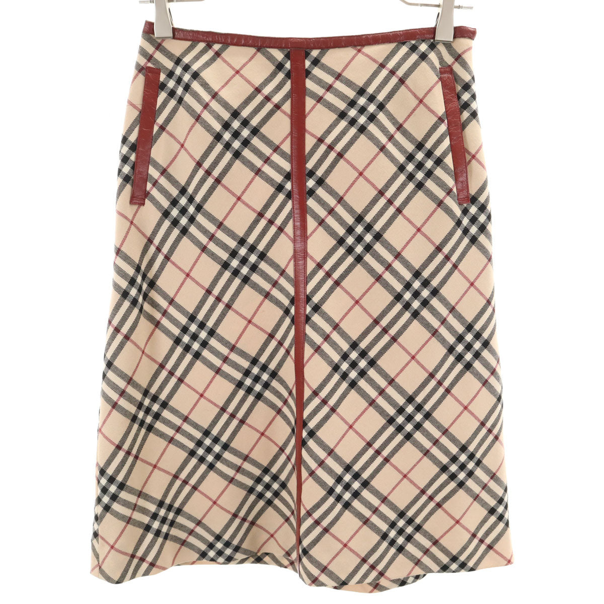 BURBERRY LONDON BLUE LABEL バーバリー ロンドン ブルーレーベル ノバチェック柄 ミディスカート 36 ベージュ 三陽商会 レディース