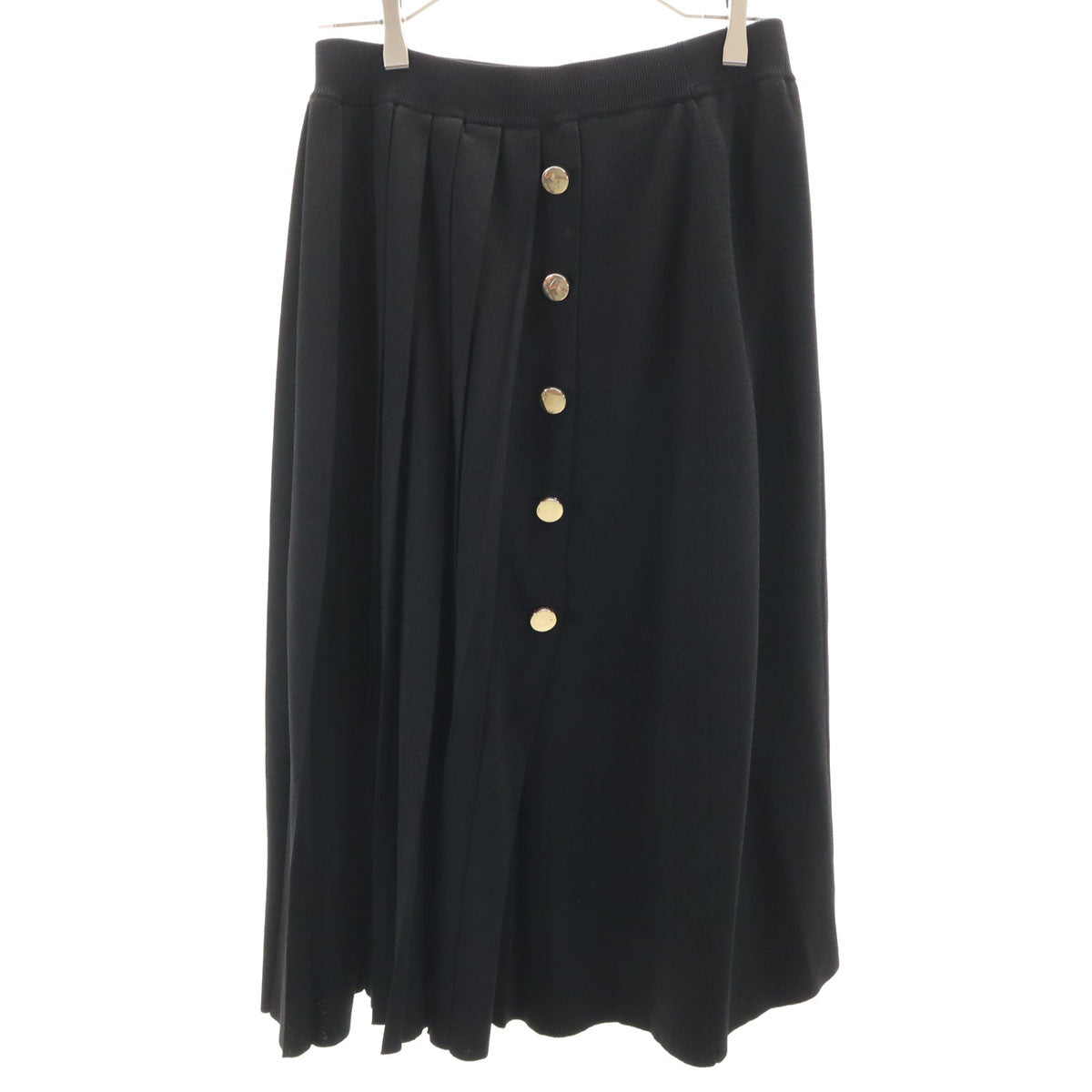 美品 GRACE CLASS グレースクラス ミモレ丈 ニット プリーツスカート 38 ブラック レディース