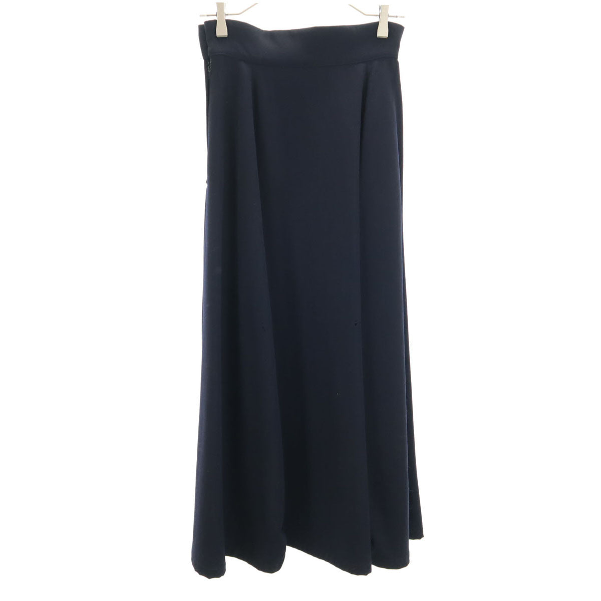 Y's ワイズ 日本製 ウール100% ロング丈 フレアスカート ネイビー レディース