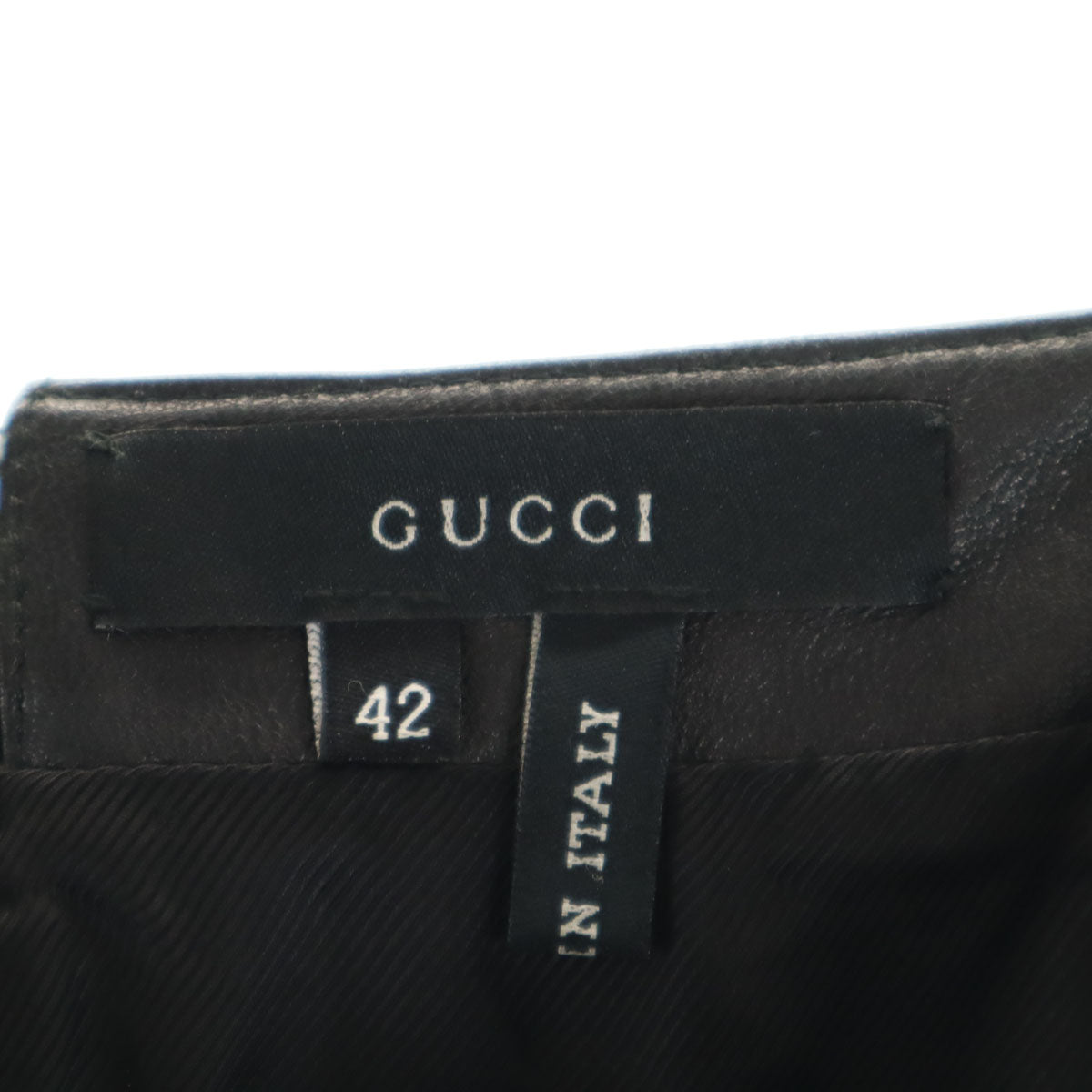 GUCCI グッチ イタリア製 ミディ丈 羊革 レザー スカート 42 ブラック レディース