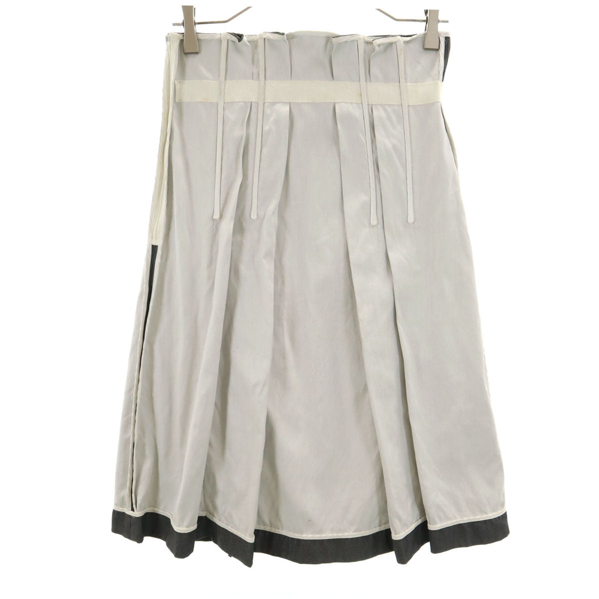 PRADA プラダ イタリア製 ミディ丈 プリーツスカート 38 グレー系 レディース