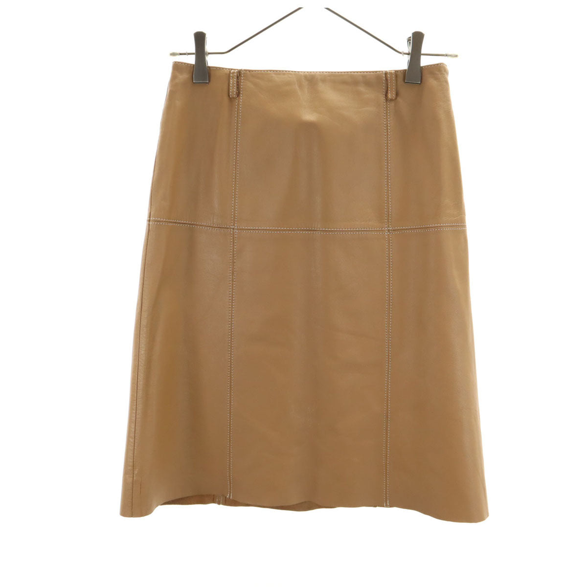 BURBERRY BLUE LABEL バーバリーブルーレーベル ミディ丈 シープスキン レザー スカート 36 ベージュ 三陽商会 レディース