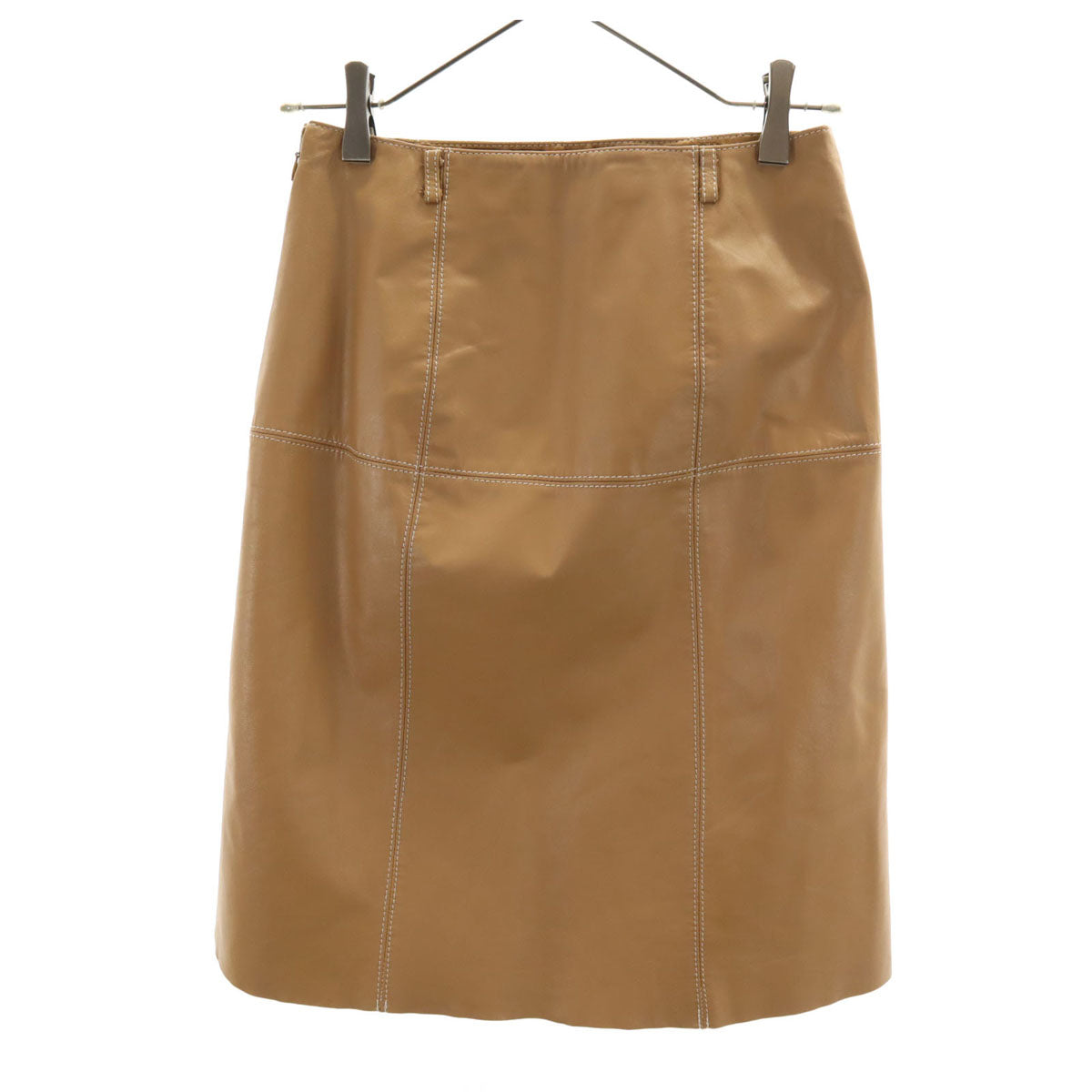 BURBERRY BLUE LABEL バーバリーブルーレーベル ミディ丈 シープスキン レザー スカート 36 ベージュ 三陽商会 レディース