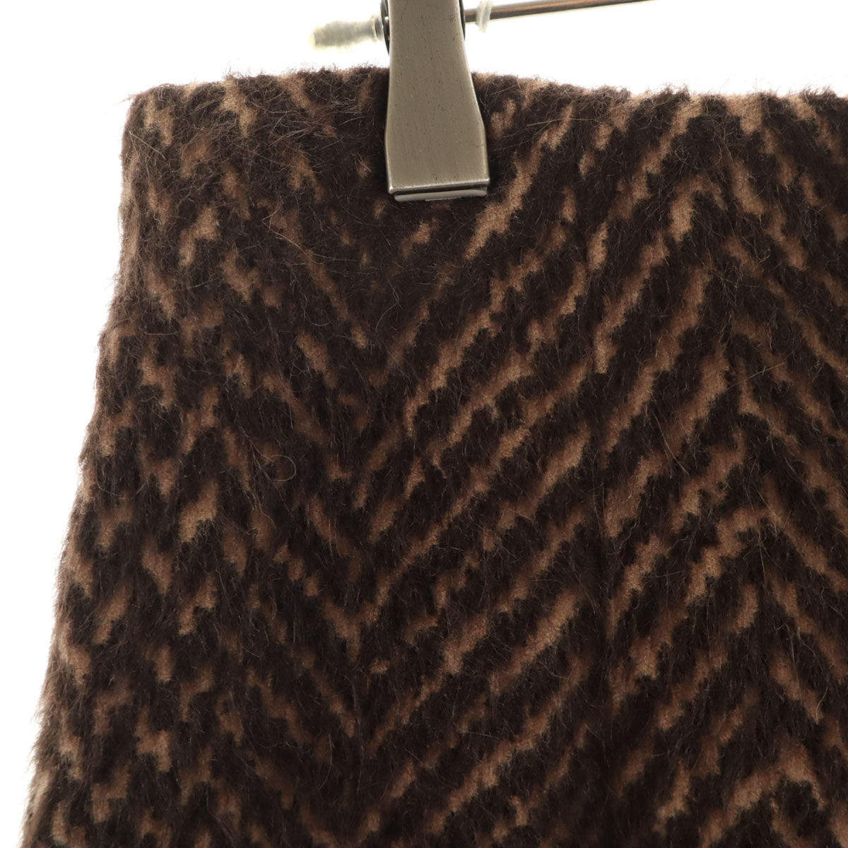 未使用 wb ダブルビー 日本製 アルパカブレンド 総柄 ミモレ丈 タイトスカート 40 ブラウン レディース