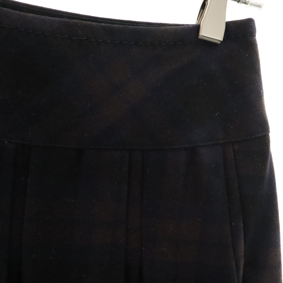 BURBERRY BLACK LABEL バーバリーブラックレーベル 日本製 ウールブレンド チェック柄 ミディ丈 プリーツスカート 36 ブラック系 三陽商会 レディース