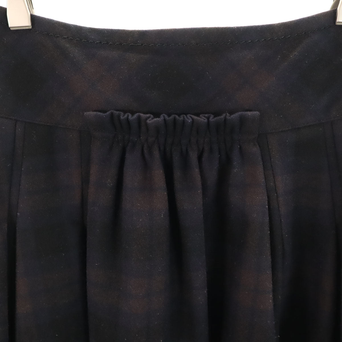BURBERRY BLACK LABEL バーバリーブラックレーベル 日本製 ウールブレンド チェック柄 ミディ丈 プリーツスカート 36 ブラック系 三陽商会 レディース