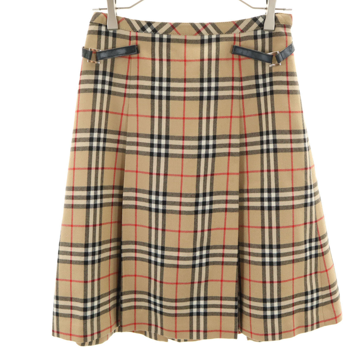 Burberrys OF LONDON BLUE LABEL バーバリーズオブロンドンブルーレーベル 90s オールド ノバチェック柄 ミディ丈 プリーツスカート 36 ベージュ 三陽商会 レディース
