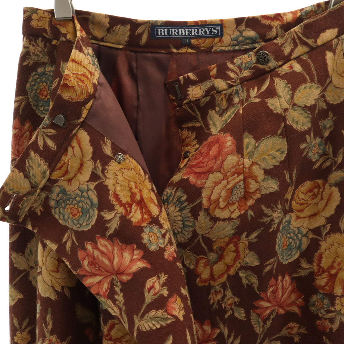 Burberrys バーバリーズ 90s オールド 花柄 ロング丈 フレアスカート 11 ブラック レディース