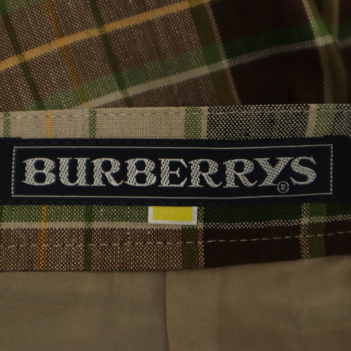 未使用 Burberrys バーバリーズ 90s リネンブレンド オールド チェック柄 ミモレ丈 タイトスカート 7AR ブラウン レディース