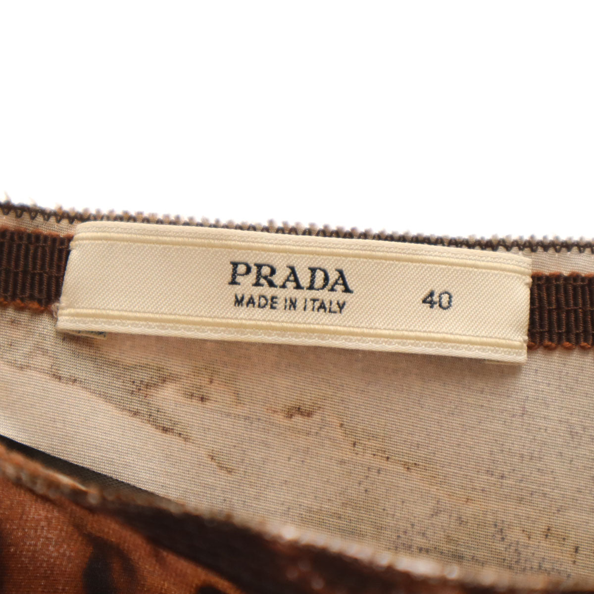 PRADA プラダ イタリア製 総柄 ミモレ丈 タイトスカート 40 ブラウン レディース