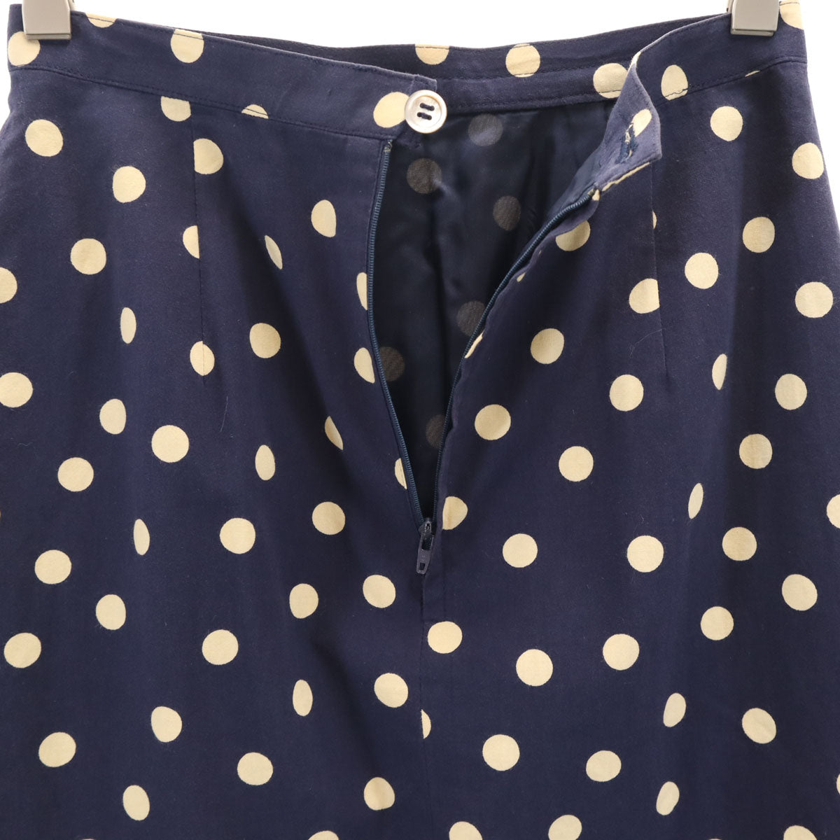 COMME des GARCONS コムデギャルソン 80s 90s オールド ドット柄 ミモレ丈 タイトスカート W62 ネイビー 水玉 レディース