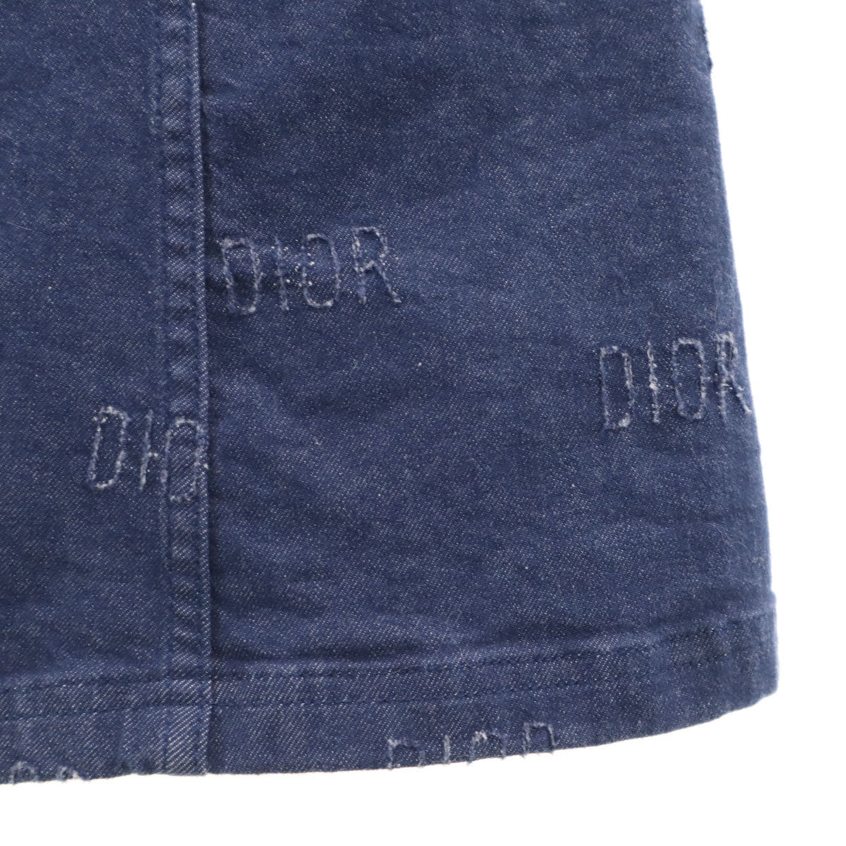 Christian Dior クリスチャンディオール ポルトガル製 総ロゴ ミモレ丈 デニム フレアスカート 12 ウォッシュブルー レディース