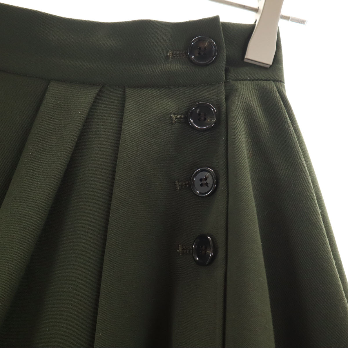 LANVIN en Bleu ランバンオンブルー 日本製 ロング丈 フレアスカート 38 カーキ レディース