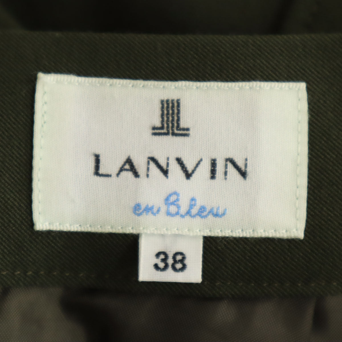 LANVIN en Bleu ランバンオンブルー 日本製 ロング丈 フレアスカート 38 カーキ レディース