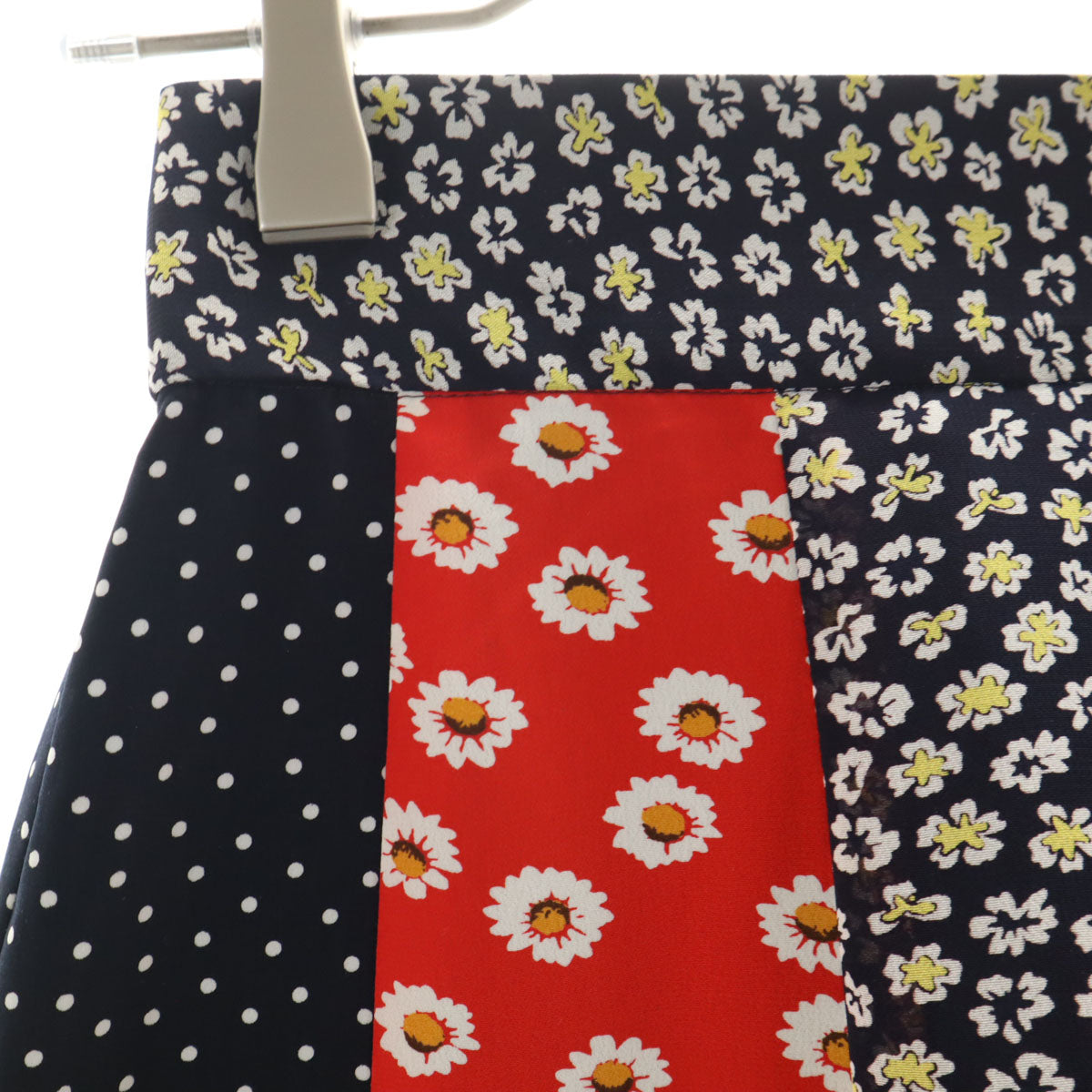 BLUE LABEL CRESTBRIDGE ブルーレーベルクレストブリッジ 花 ドット柄 ロング丈 フレアスカート 36 濃紺 レディース