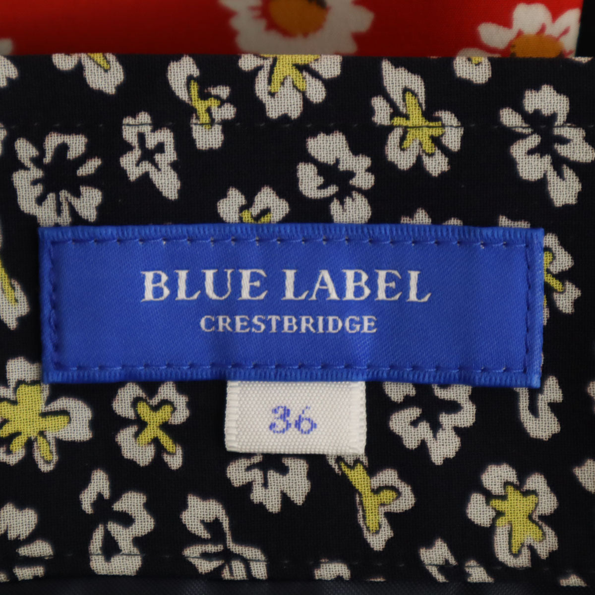 BLUE LABEL CRESTBRIDGE ブルーレーベルクレストブリッジ 花 ドット柄 ロング丈 フレアスカート 36 濃紺 レディース