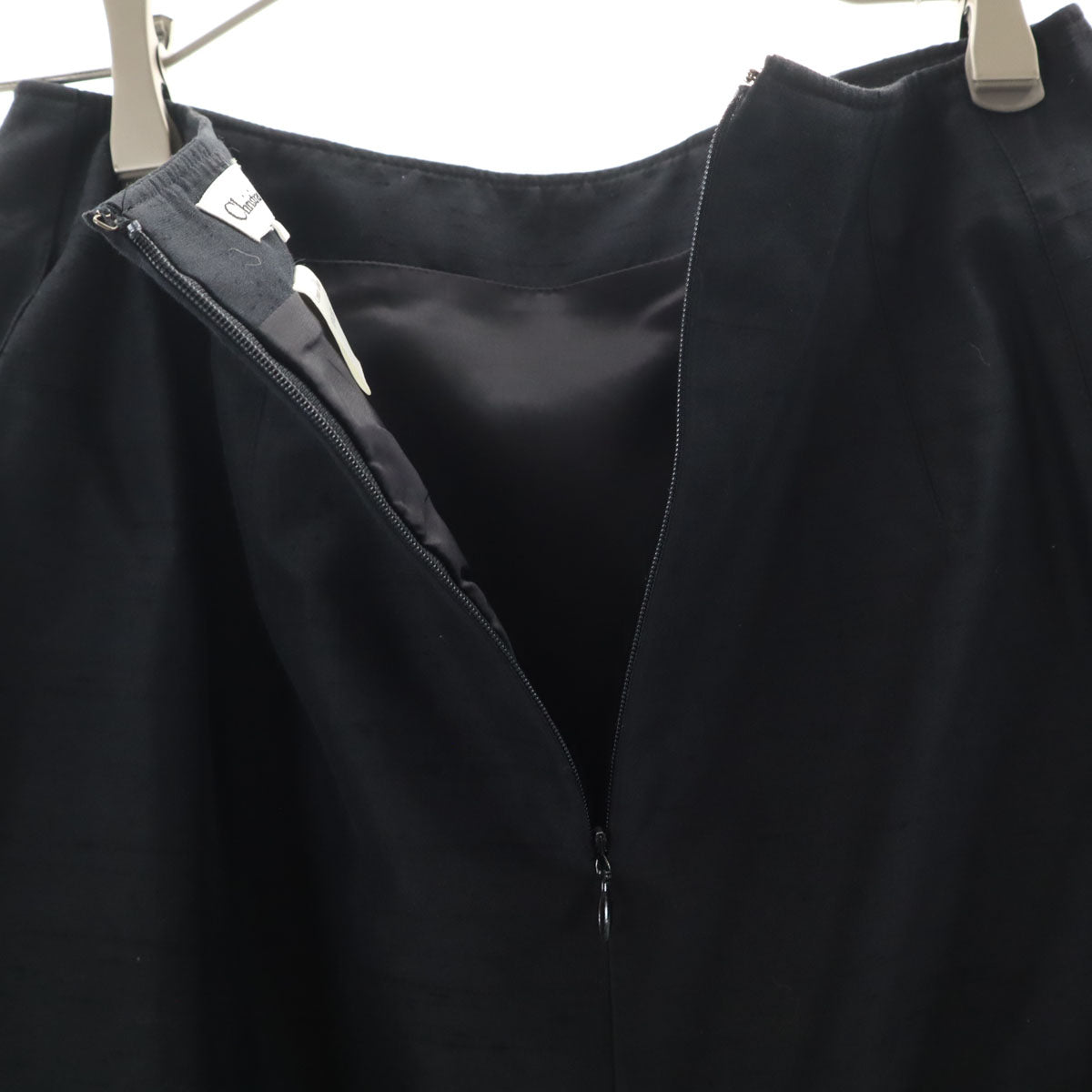 Christian Dior クリスチャンディオール 90s シルクブレンド オールド ミディ丈 タイトスカート 11 ブラック レディース